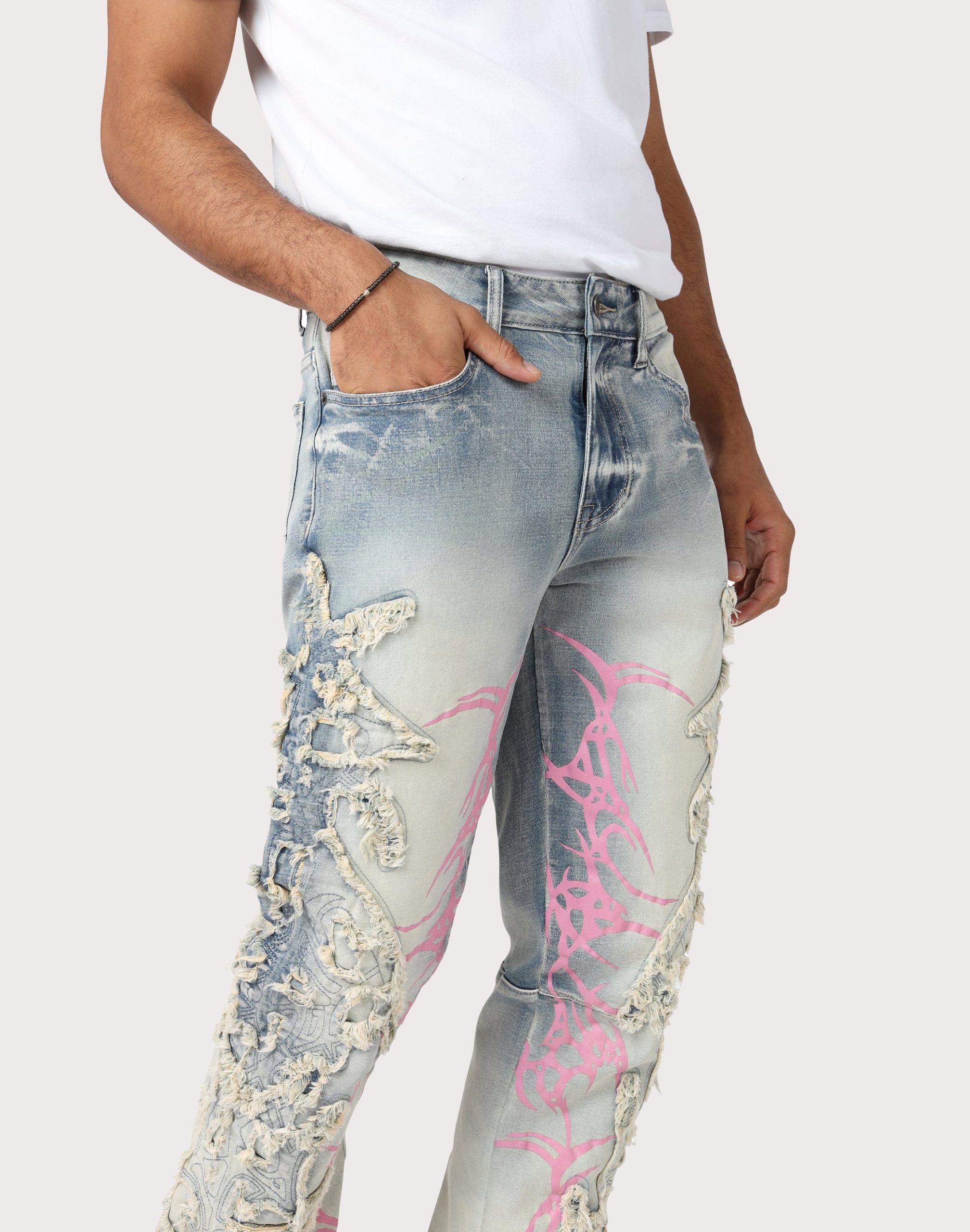 Grindhouse Slim Fit Thorn Distressed Denim Jeans - Image 5