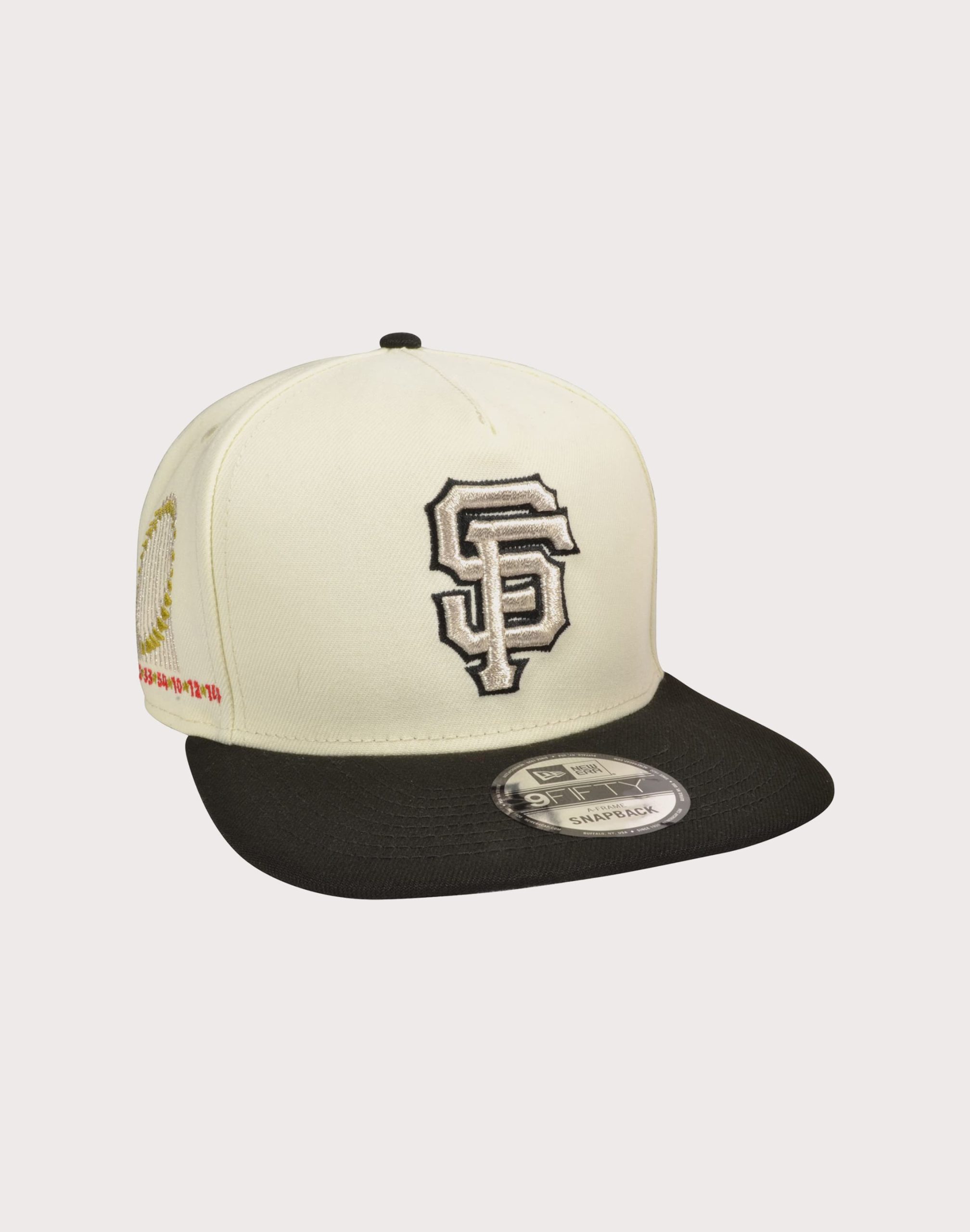 New Era MLB San Francisco Giants 9FIFTY A-Frame Chrome Logo Snapback Hat-Off-White/Black - Image 2