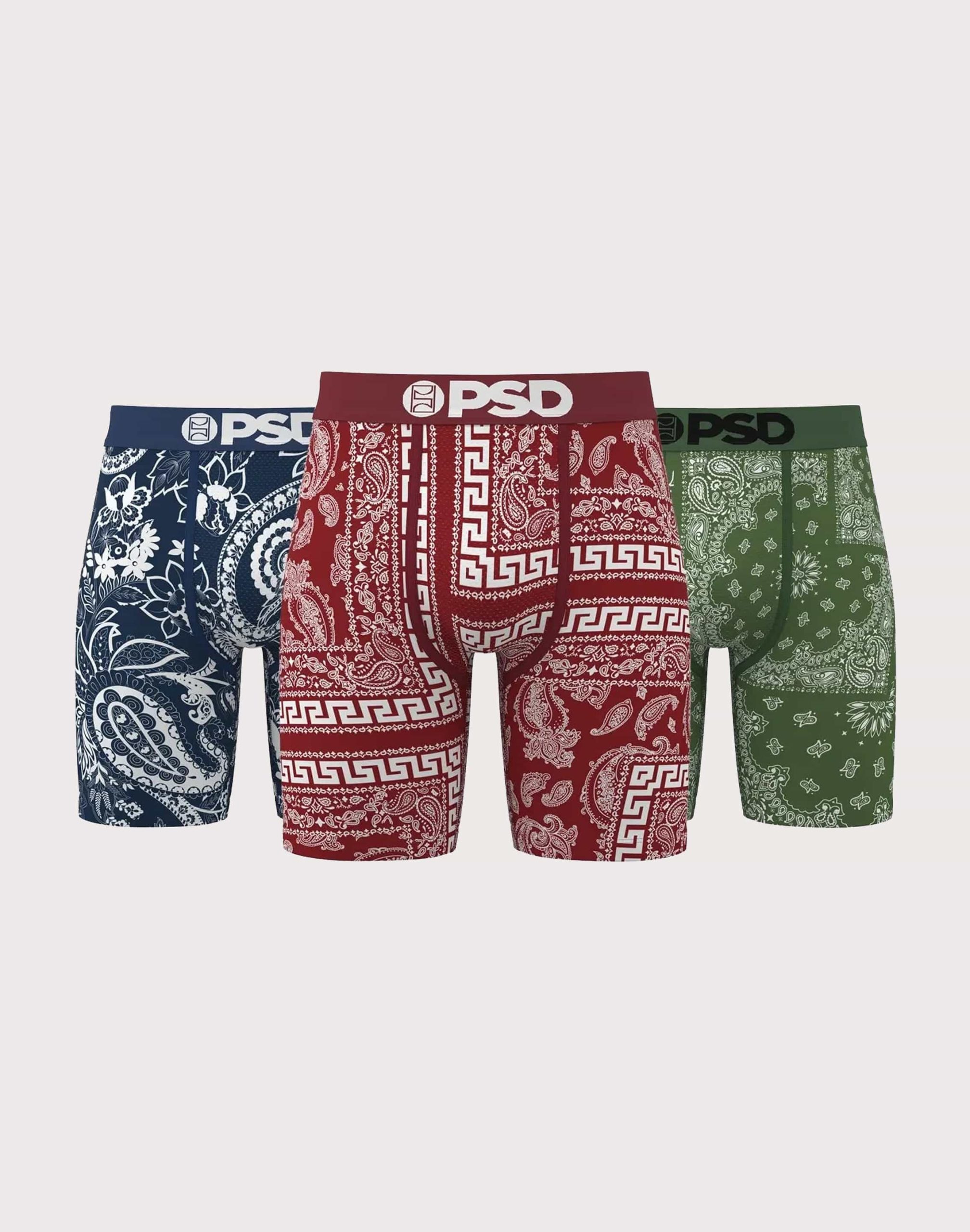 Psd Underwear Dark Bandana Boxer Briefs 3-Pack