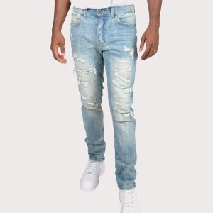 Grindhouse Slim Fit Taper Vintage Distressed Denim Jeans