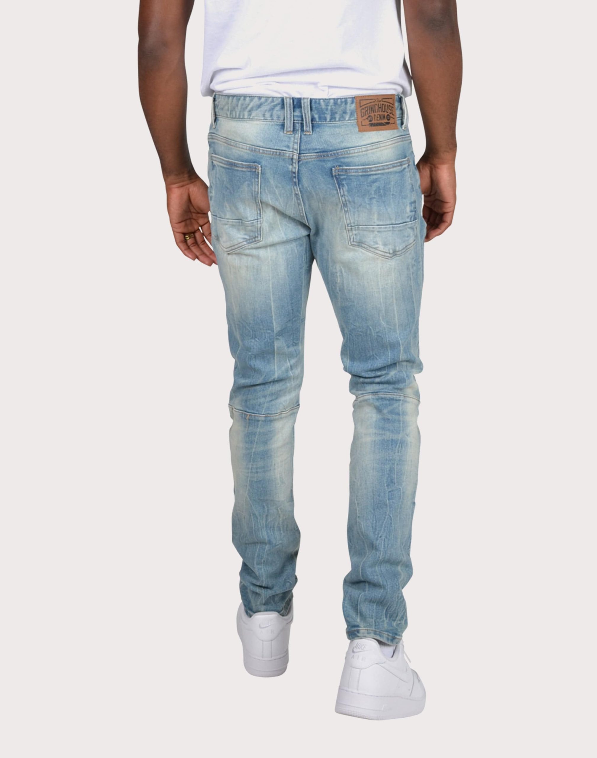 Grindhouse Slim Fit Taper Vintage Distressed Denim Jeans - Image 2