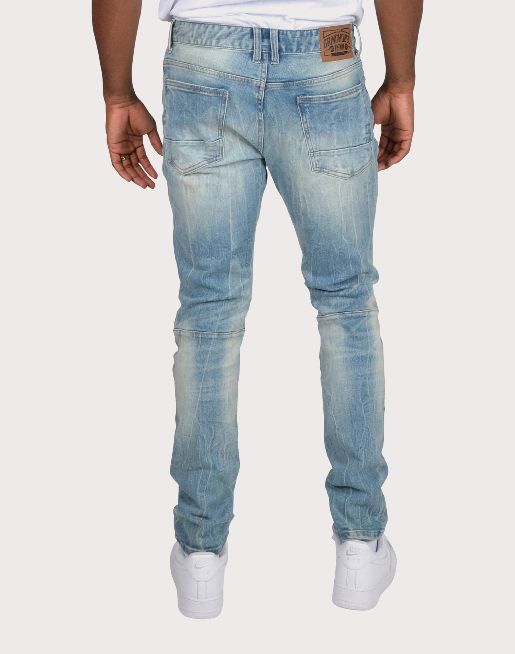 Grindhouse Slim Fit Taper Vintage Distressed Denim Jeans - Image 4