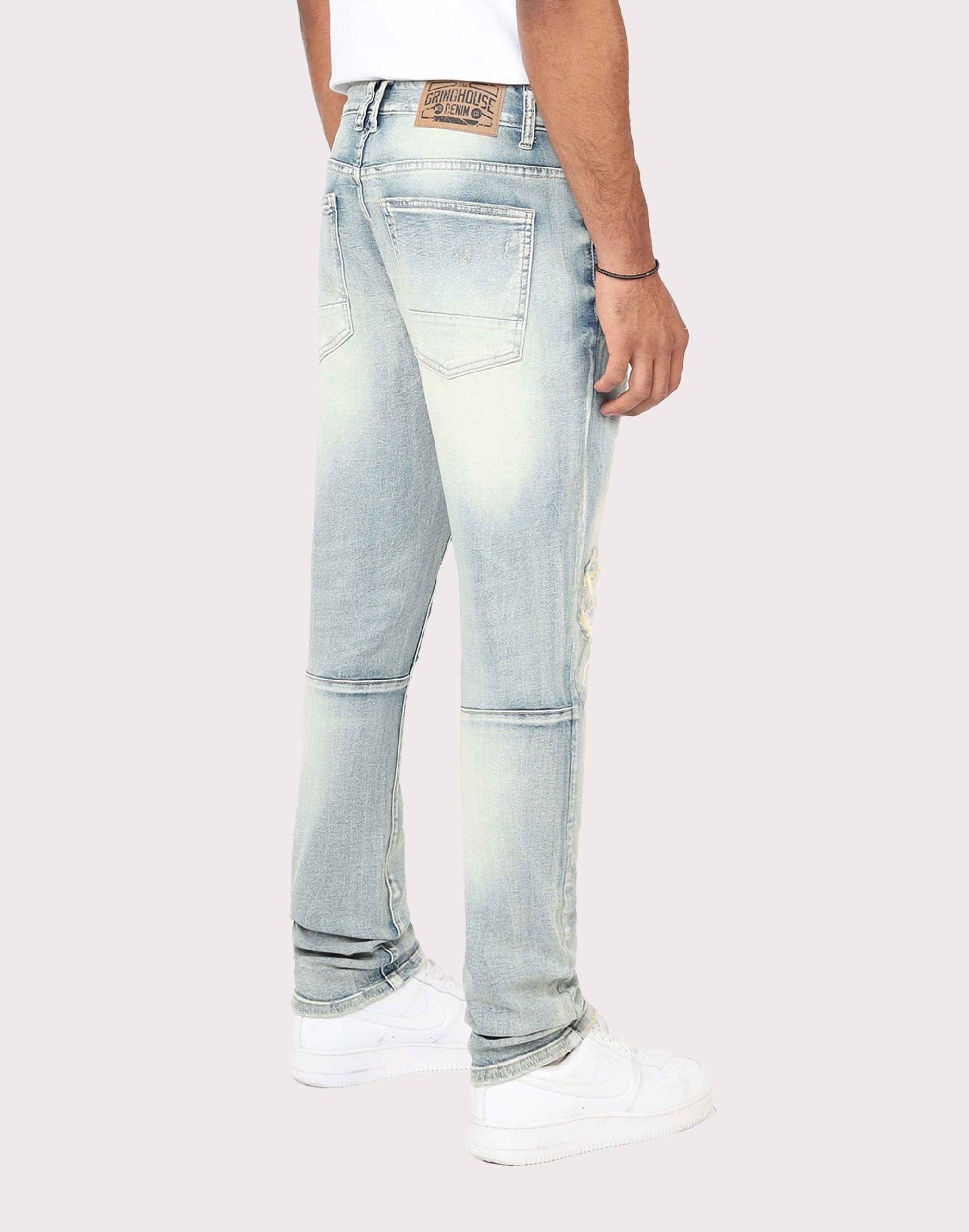 Grindhouse Slim Fit Taper Distressed Vintage Denim Jeans - Image 2