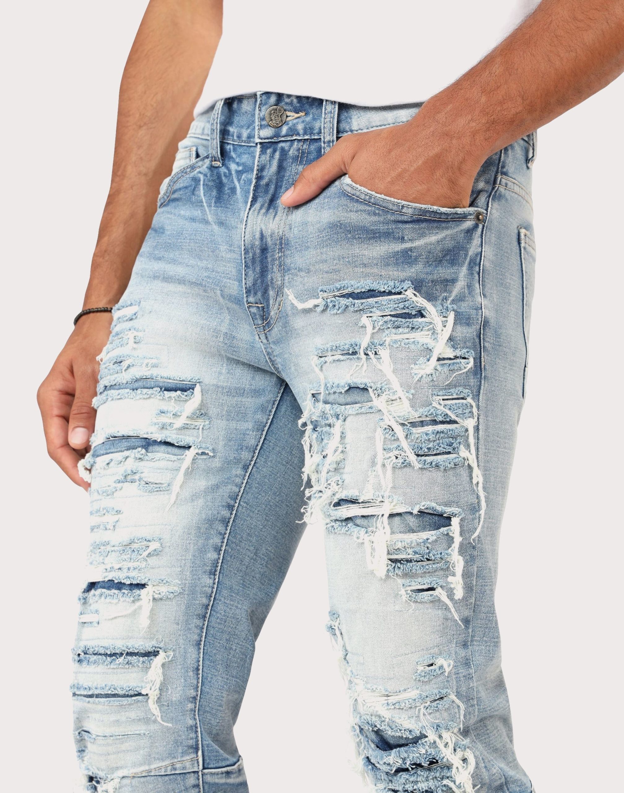 Grindhouse Ashley Slim Fit Heavy Distressed Denim Jeans - Image 5