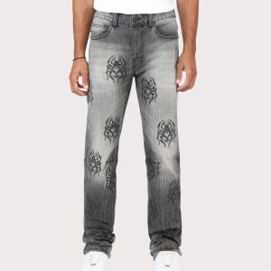 Grindhouse Straight Fit Spider Rhinestone Denim Jeans