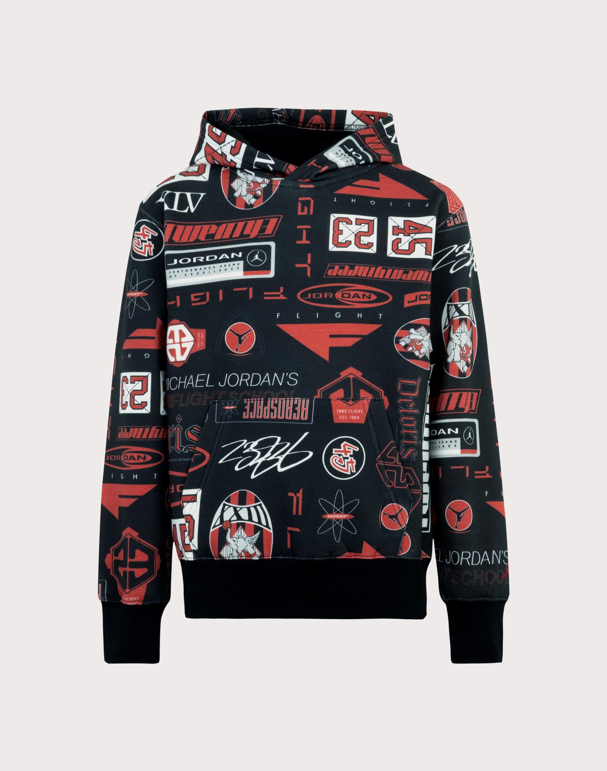 Jordan All Over Printed Fleece Black/Multi Big Boys' Pullover