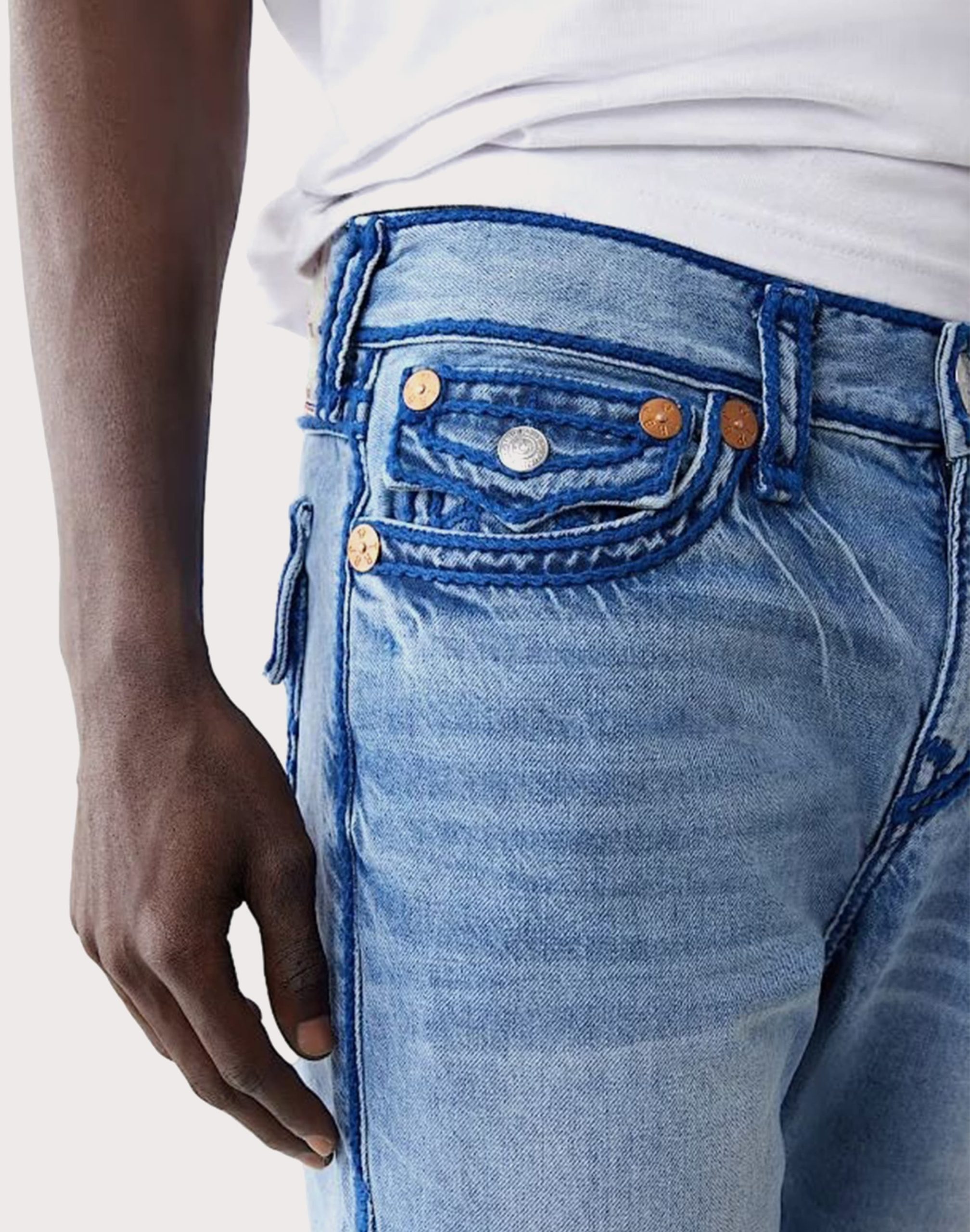 True Religion Ricky Rope Stitch Flap Straight Fit Denim Jeans - Image 3