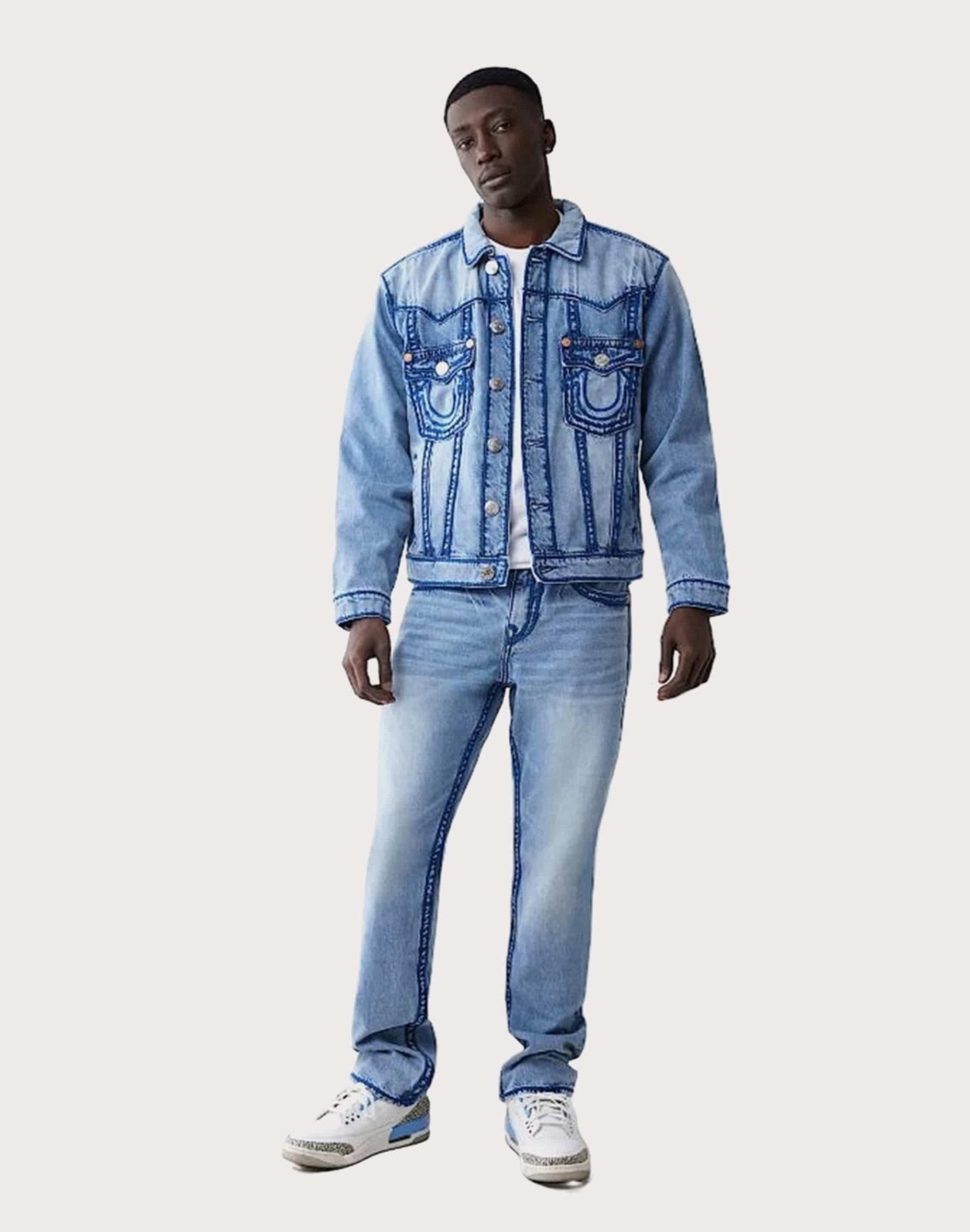 True Religion Ricky Rope Stitch Flap Straight Fit Denim Jeans - Image 5