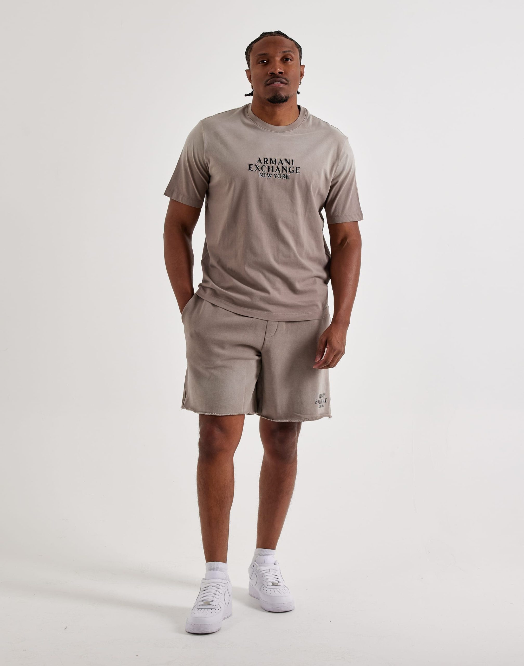 Armani Exchange Embroidered Logo Fleece Shorts - Image 5
