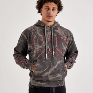 First Row Lightning Skull Fleece Pullover Hoodie