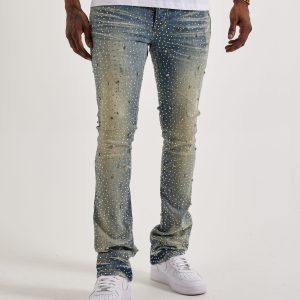 GFTD LA Jazz Stacked Rhinestone Denim Jeans