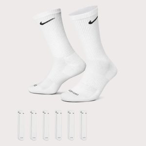 Nike Everyday Plus Cushioned White Training Crew Socks (6 Pairs)