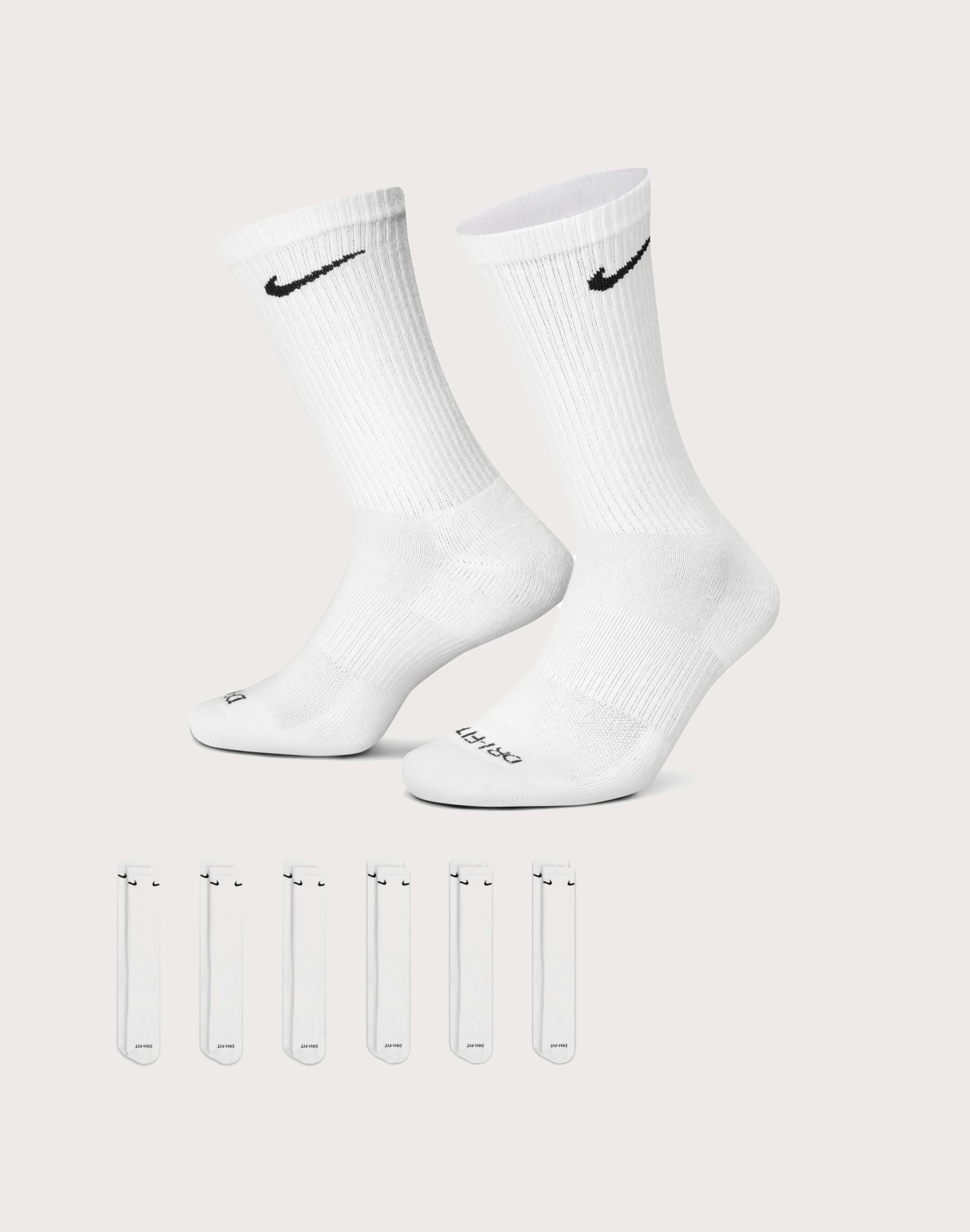 Nike Everyday Plus Cushioned White Training Crew Socks (6 Pairs)