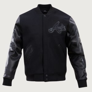 Pro Standard Atlanta Braves Triple Black Varsity Jacket