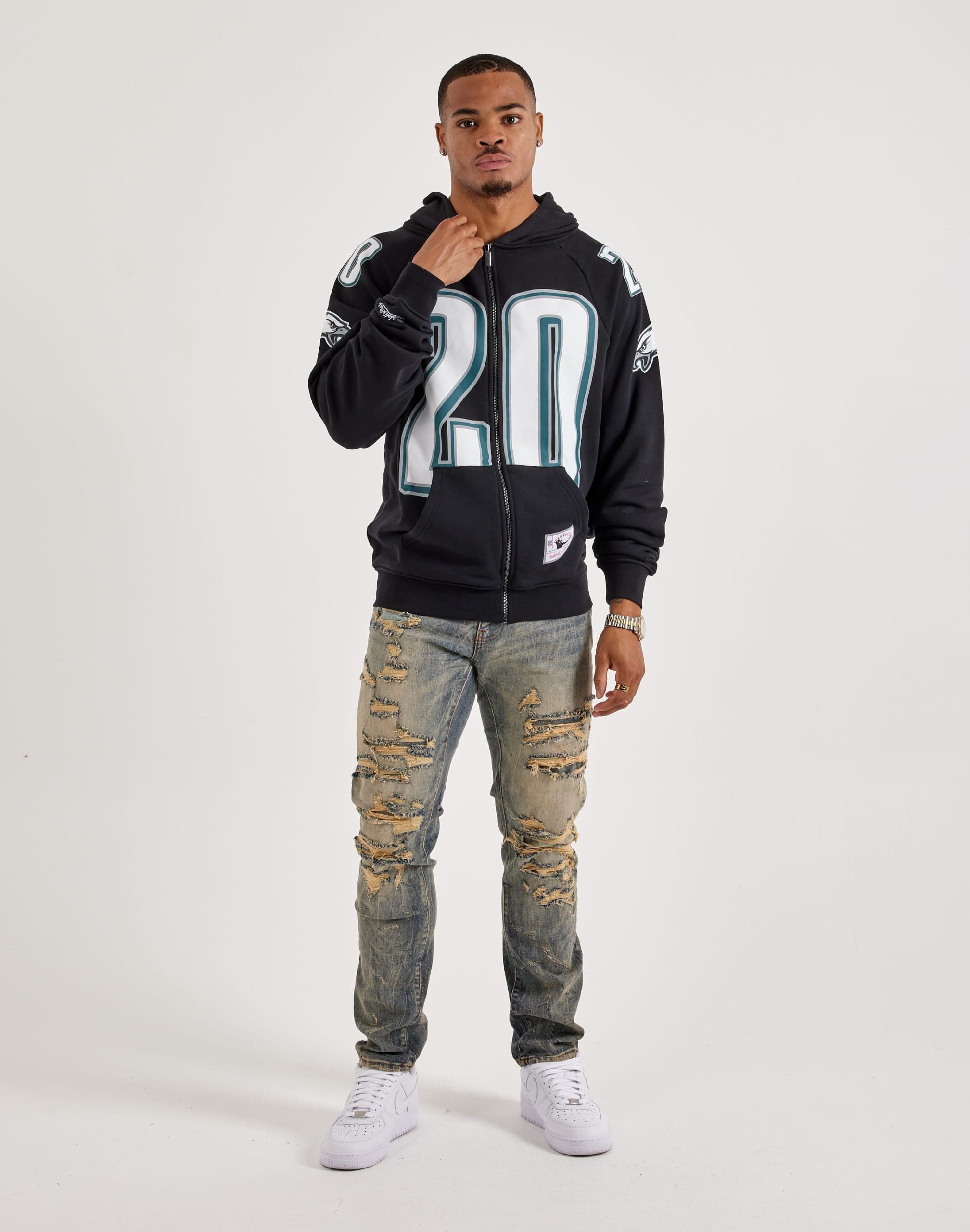 Mitchell & Ness NFL Maxxed Out Raglan Eagles Brian Dawkins Fleece Hoodie - Image 5