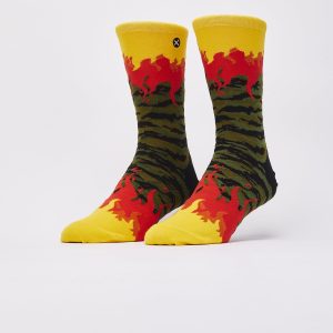 Odd Sox Tiger Camo Flames Crew Socks
