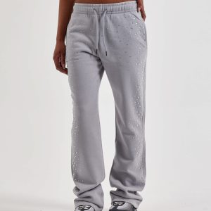 Red Fox Rhinestone Washed Stacked Fleece Pants