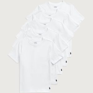 Polo Ralph Lauren Slim-Fit Cotton Crewneck Tee 5-Pack Grade-School
