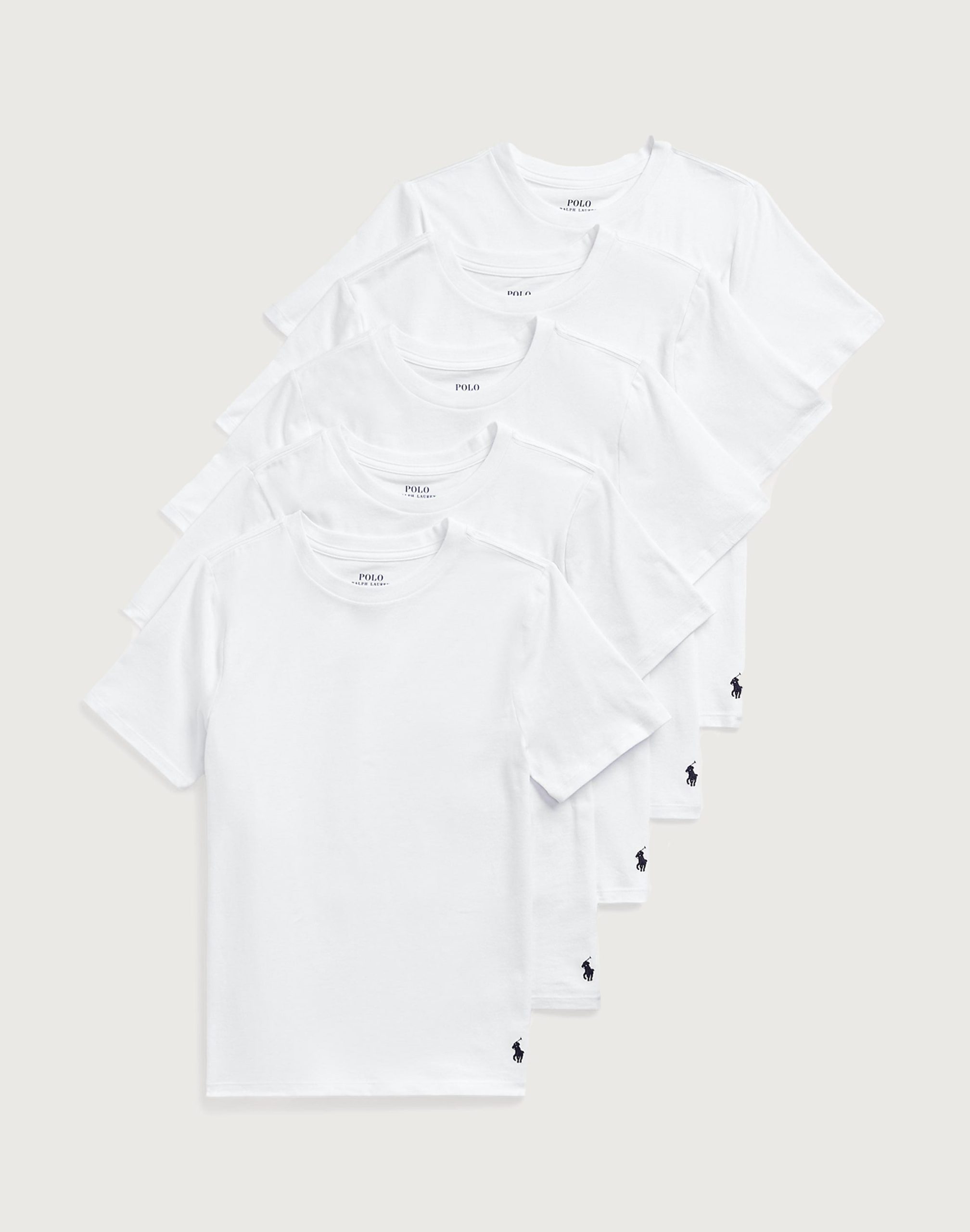 Polo Ralph Lauren Slim-Fit Cotton Crewneck Tee 5-Pack Grade-School