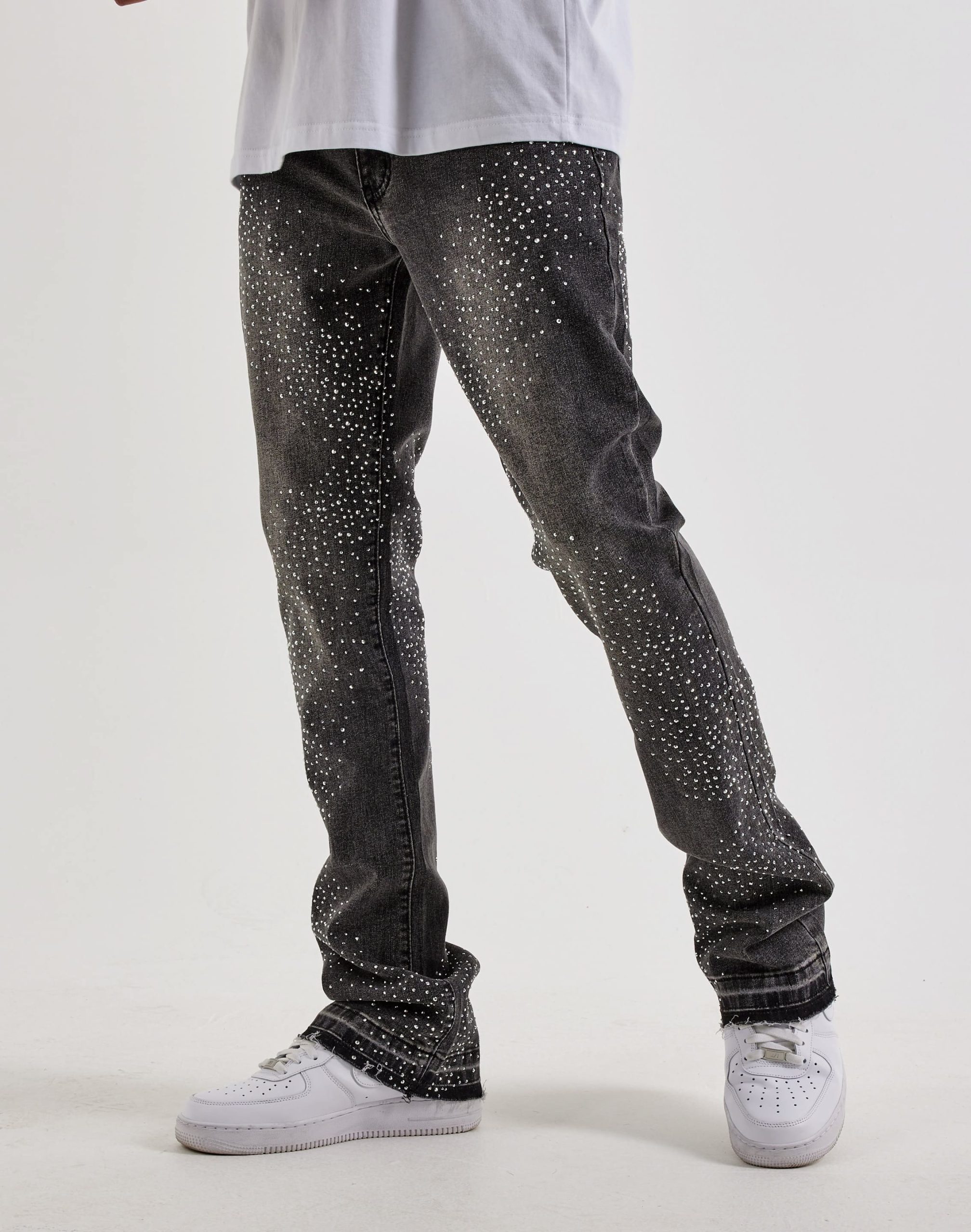 UR Sprinkle Rhinestone Stacked Denim Jeans - Image 2
