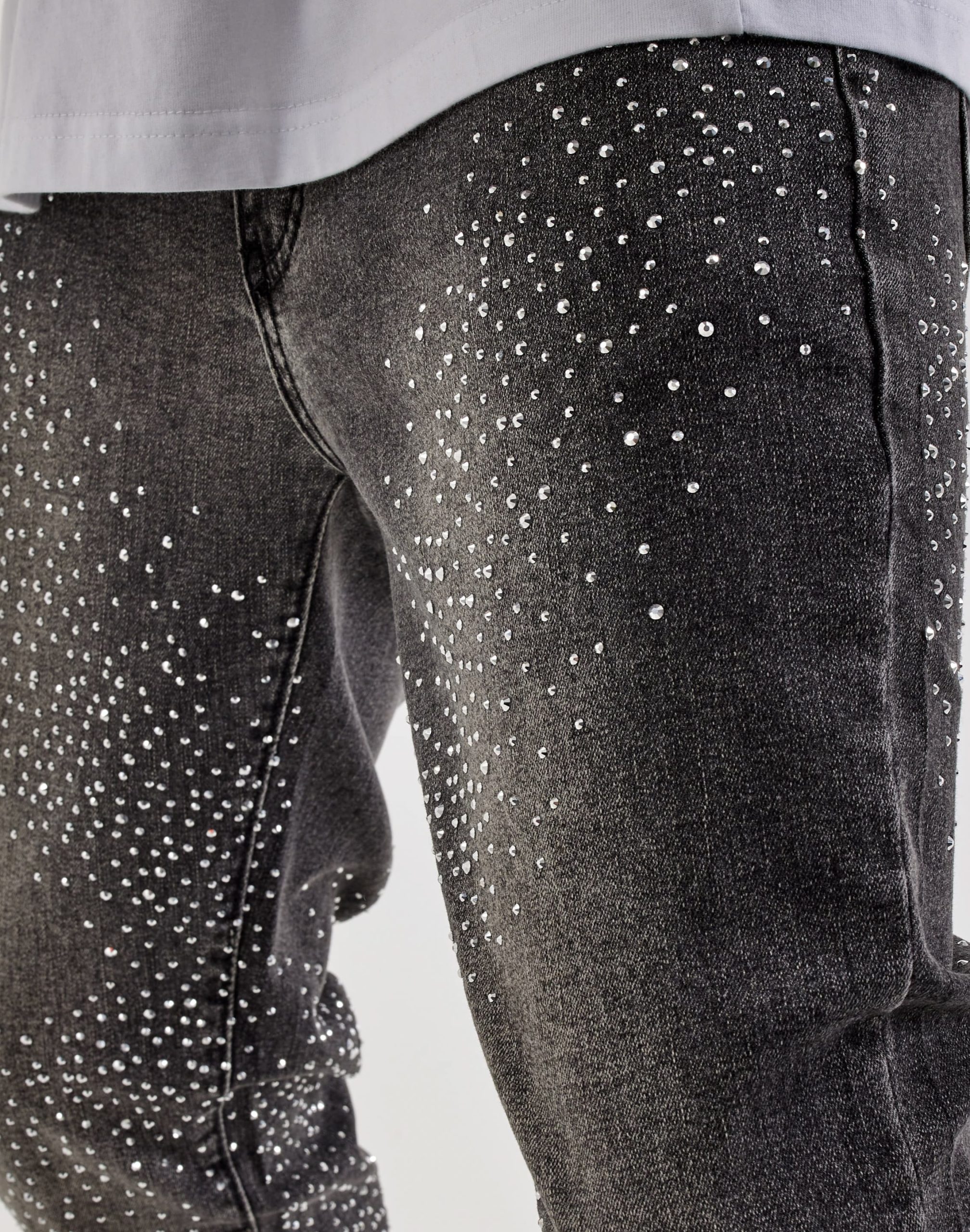 UR Sprinkle Rhinestone Stacked Denim Jeans - Image 3