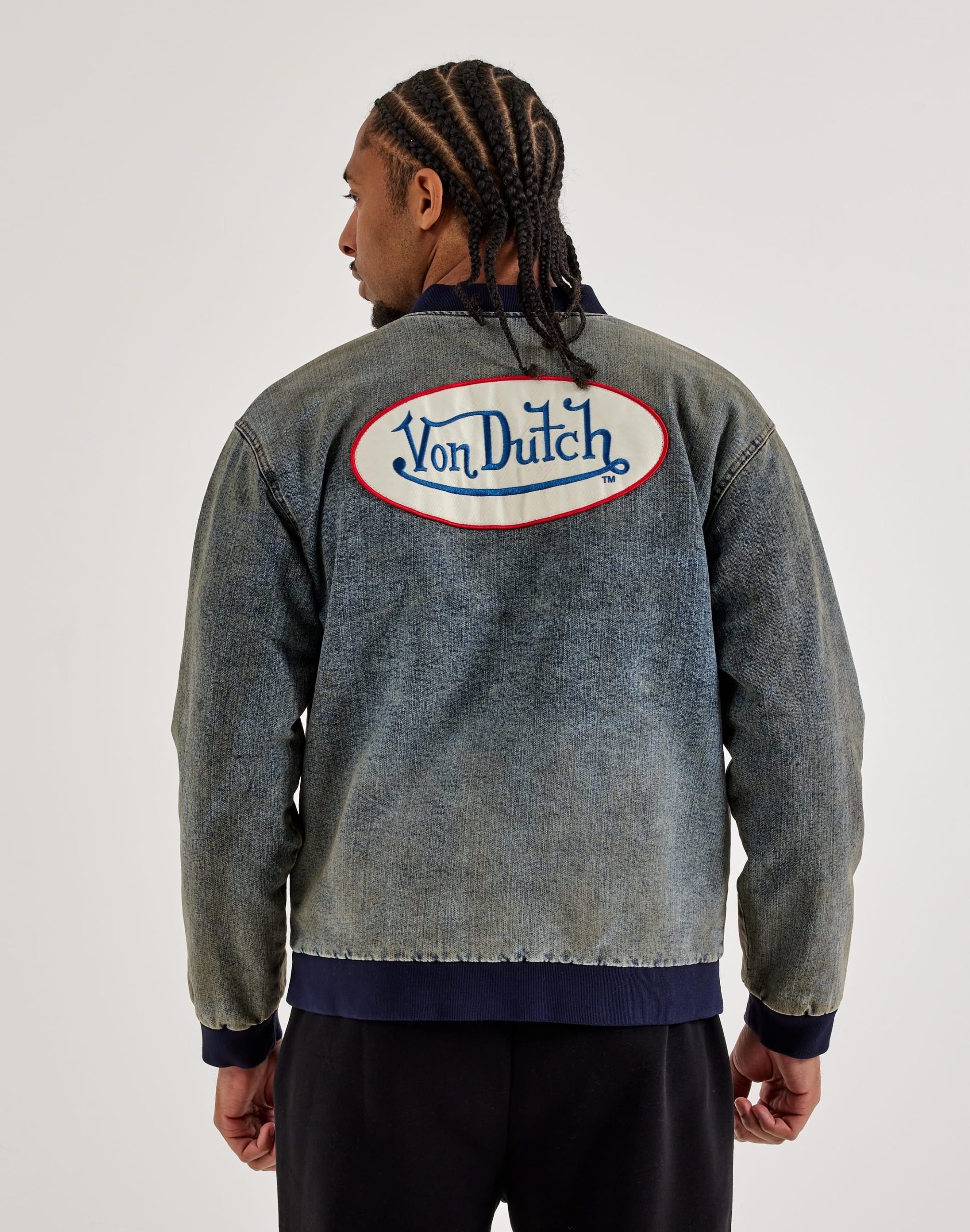 Von Dutch Washed Denim Bomber Jacket - Image 2