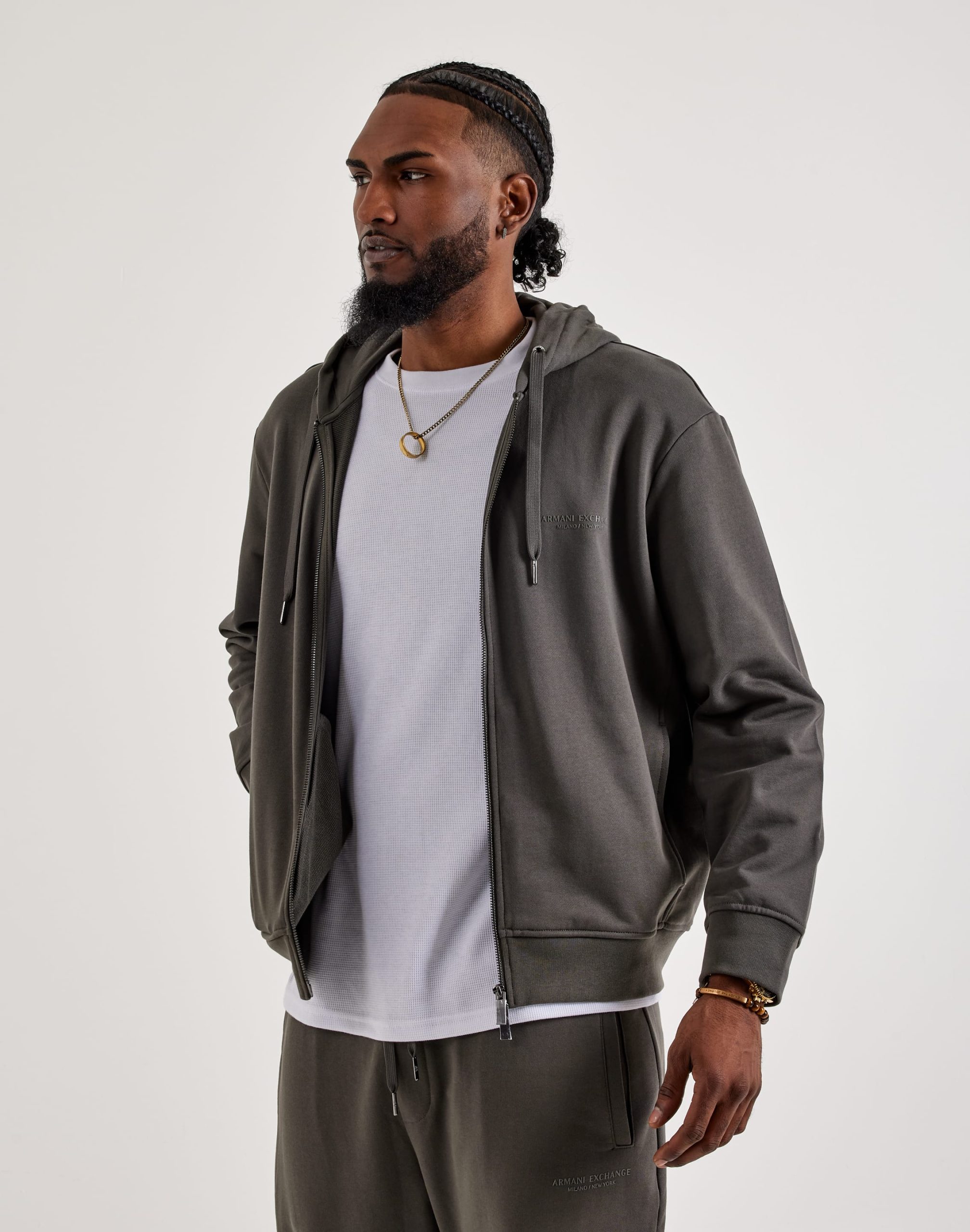 Armani Exchange Updated Milano Logo Fleece Full-Zip Hoodie - Image 2