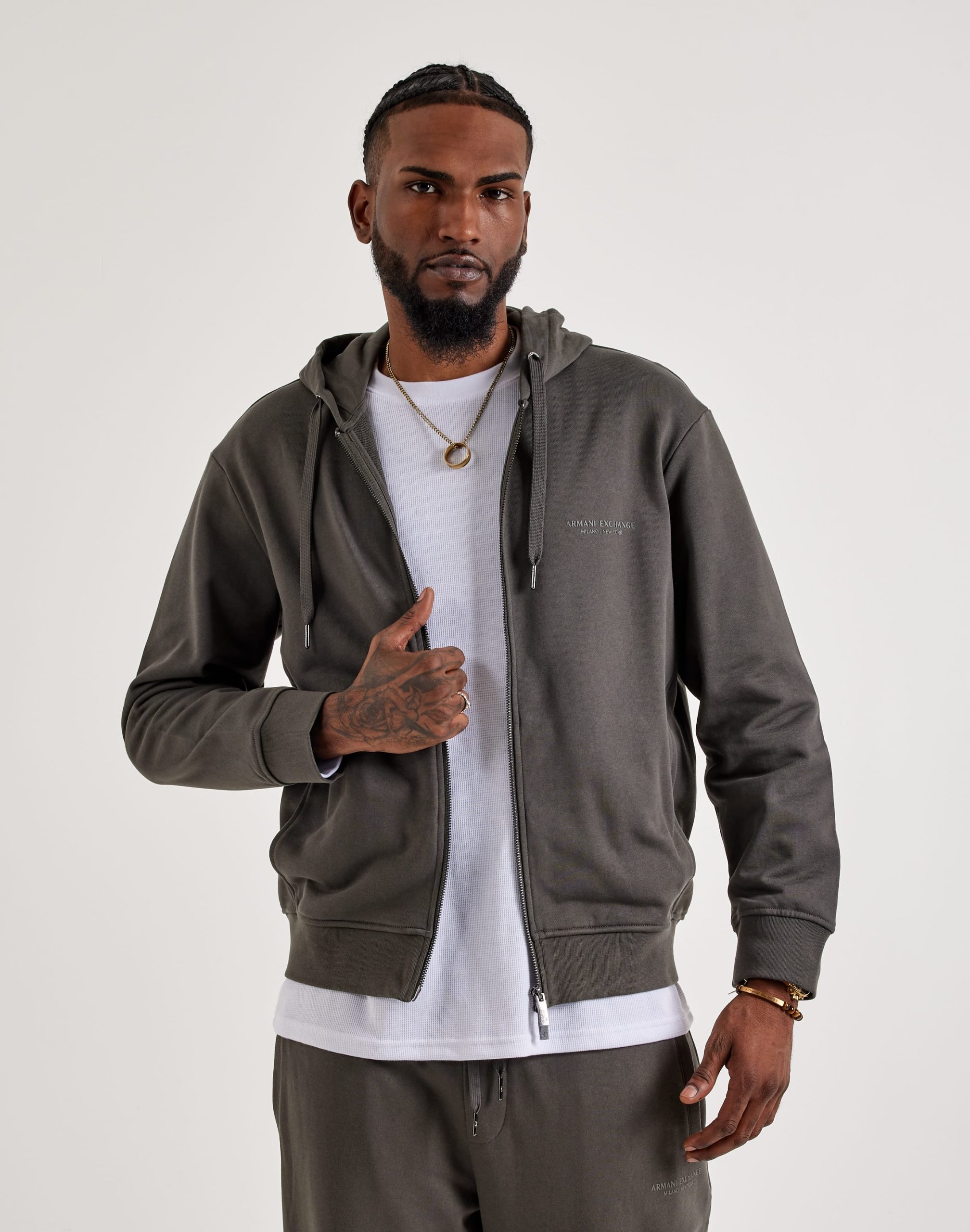 Armani Exchange Updated Milano Logo Fleece Full-Zip Hoodie