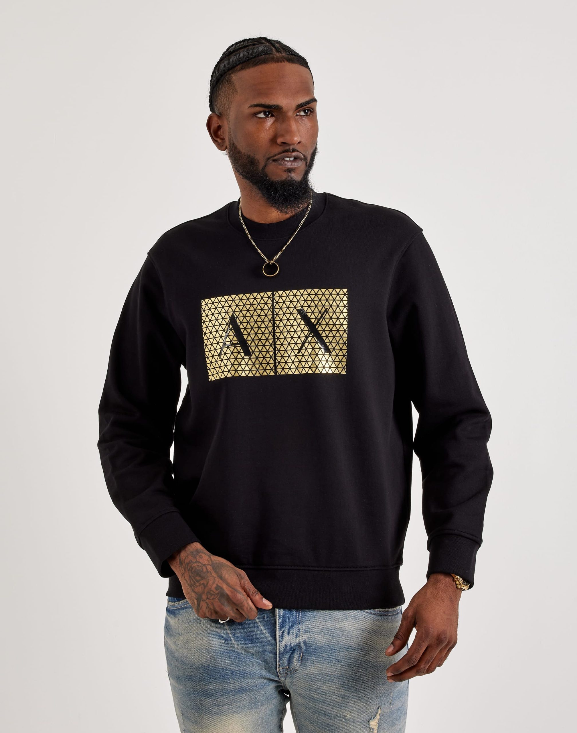 Armani Exchange Box Logo Fleece Crewneck Sweatshirt