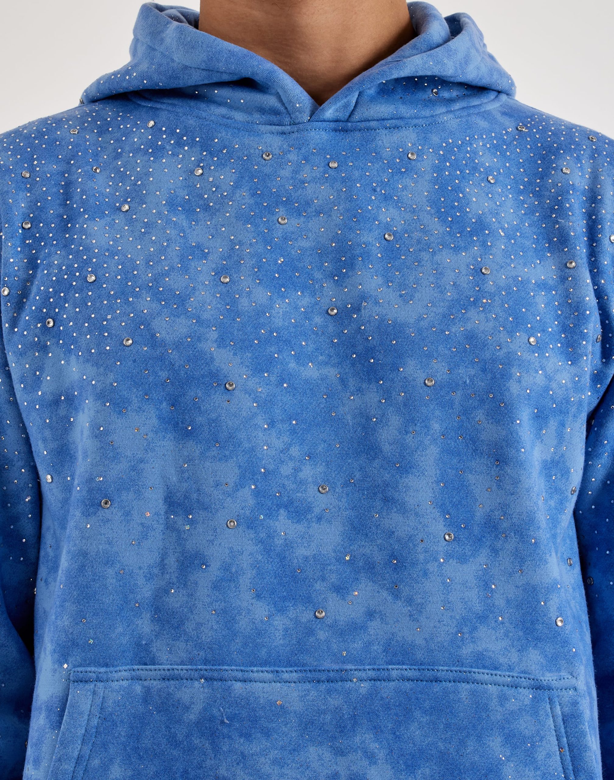 BKYS Rhinestone Rivet Oversized Fleece Hoodie - Image 2