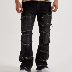 Caliber Cluster Pyramid Stud Stacked Denim Jeans