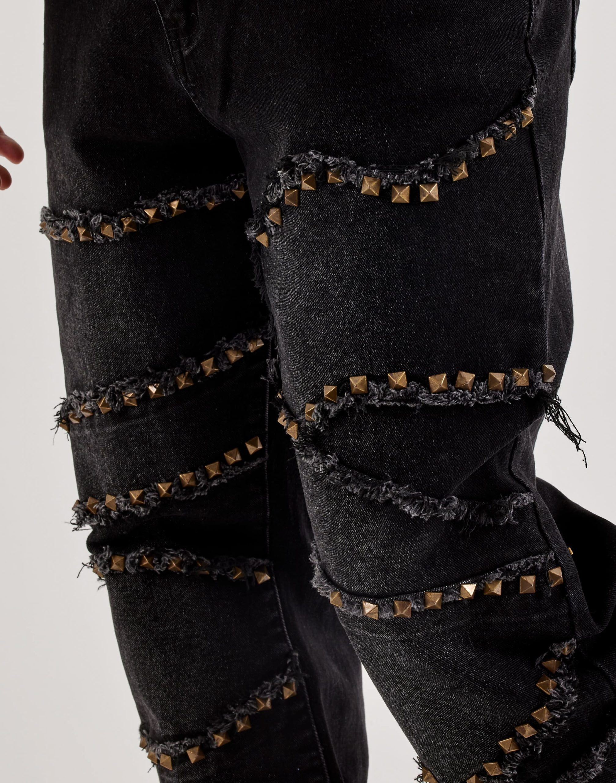 Caliber Cluster Pyramid Stud Stacked Denim Jeans - Image 3