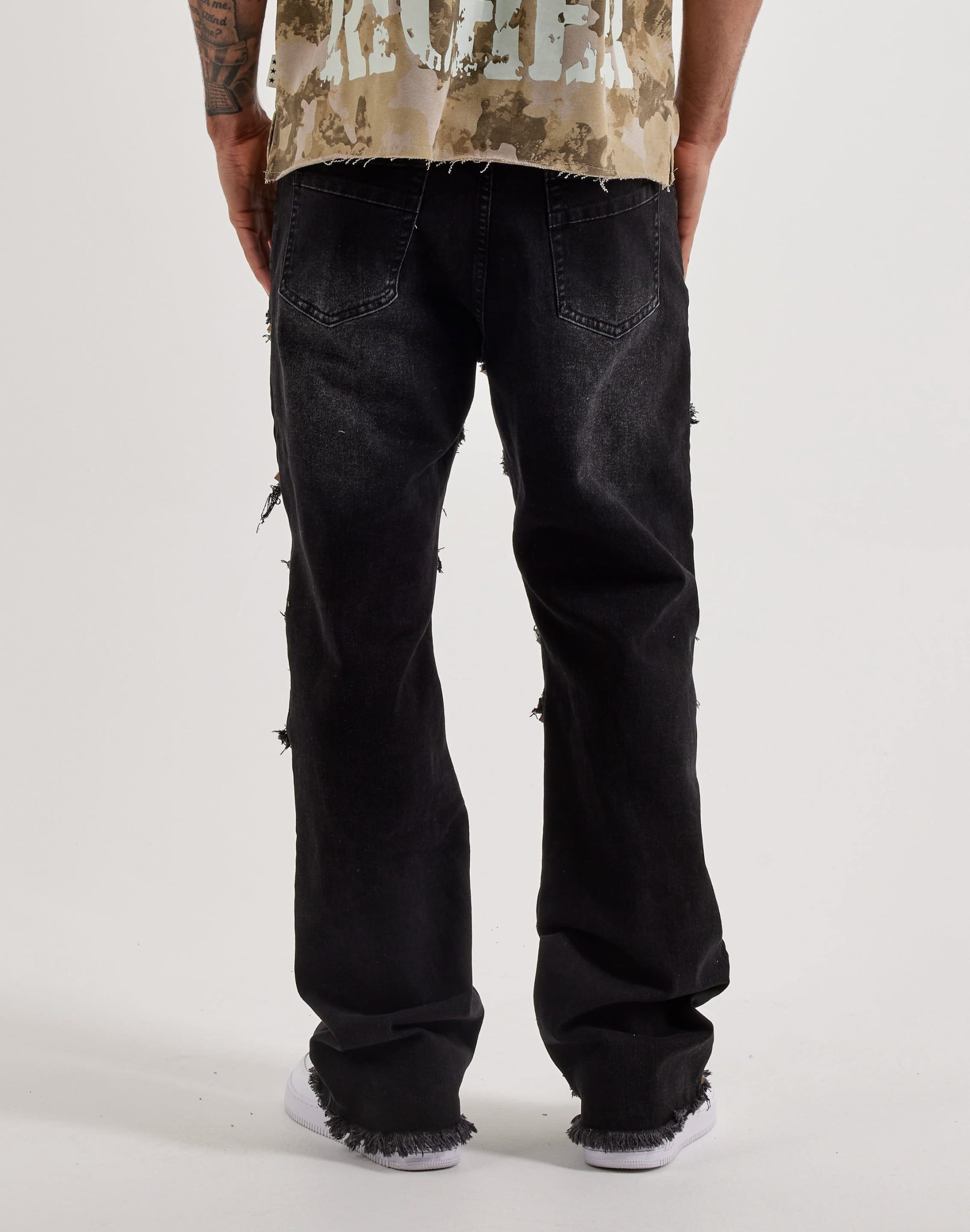 Caliber Cluster Pyramid Stud Stacked Denim Jeans - Image 4