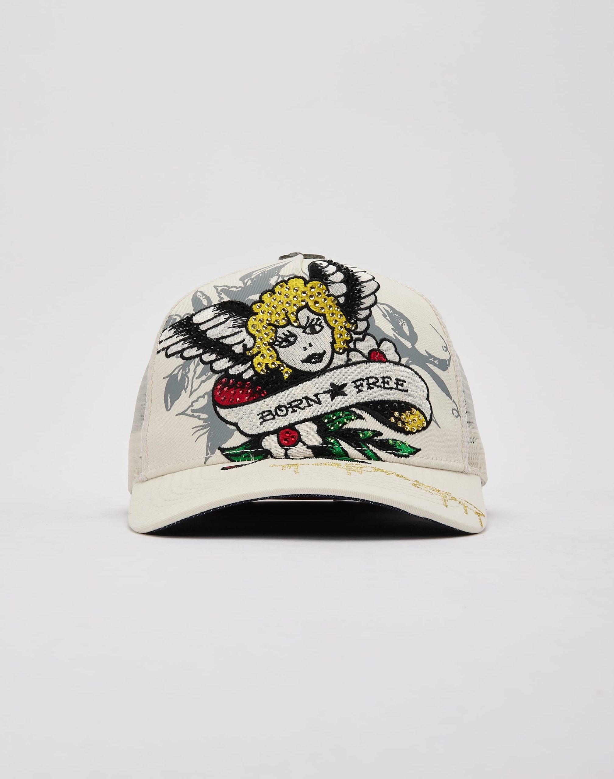 Ed Hardy Cherub Rhinestone Trucker Hat - Image 2