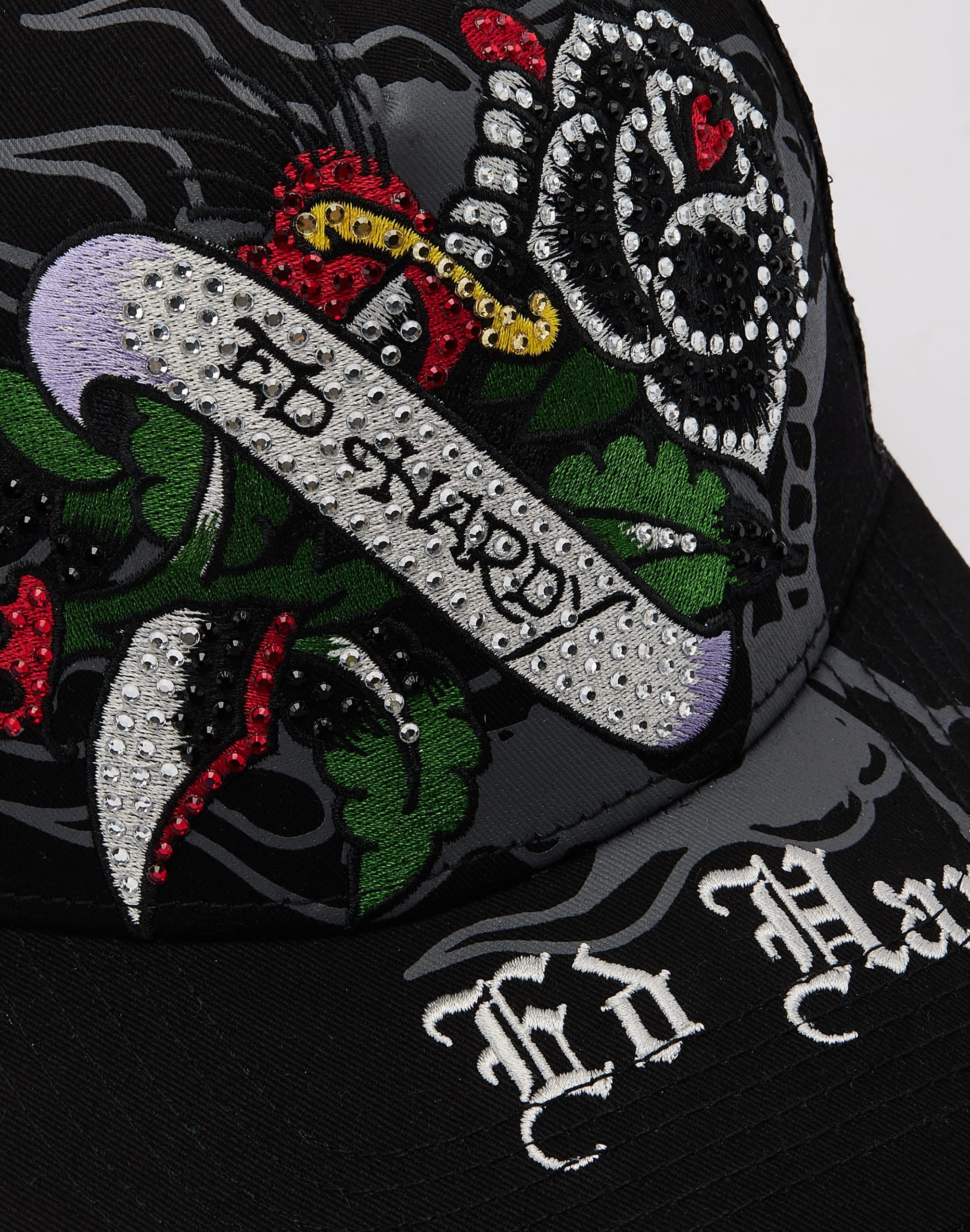 Ed Hardy Black Rose Rhinestone Trucker Hat - Image 4