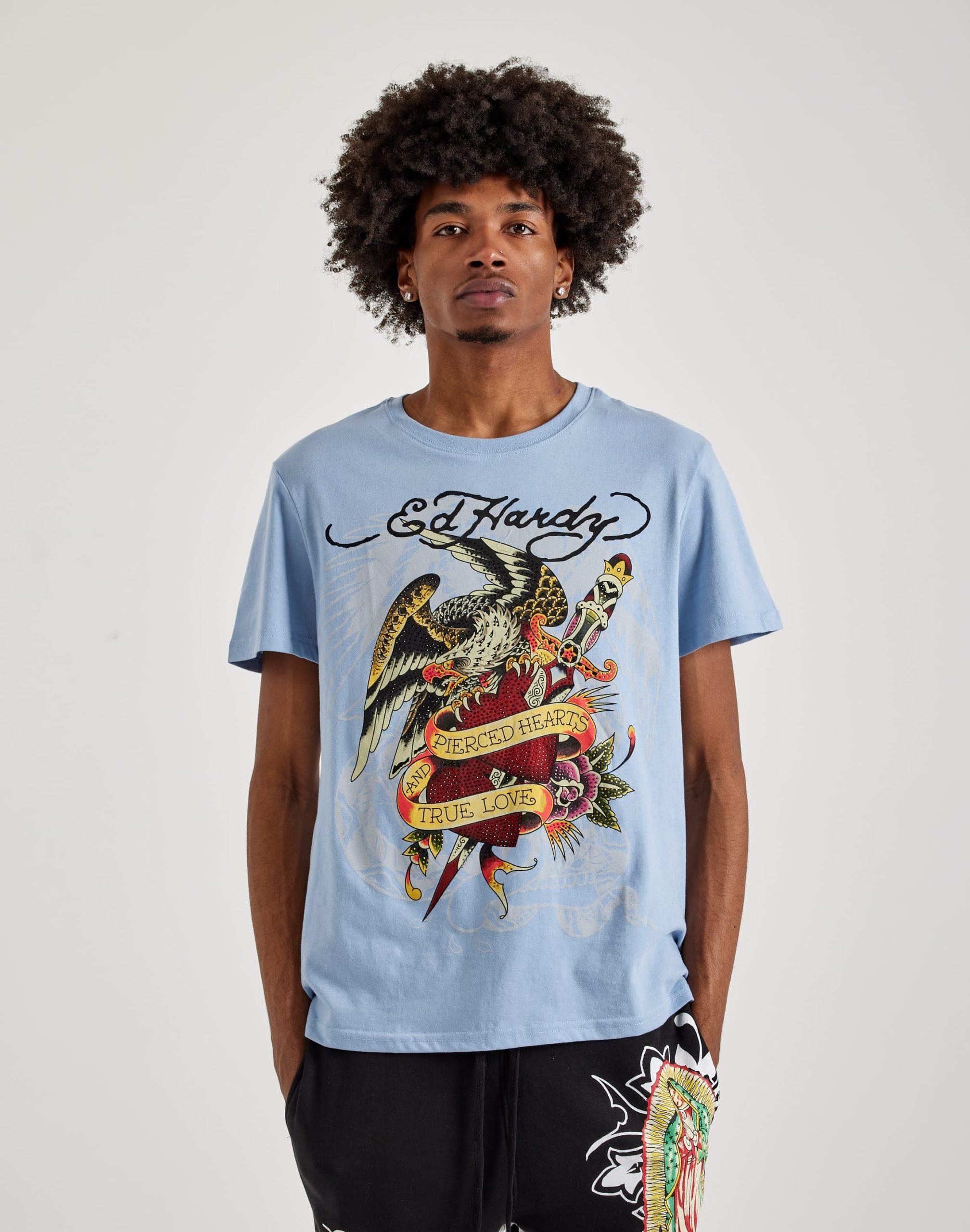 Ed Hardy Pierced Eagle Rhinestone Tee