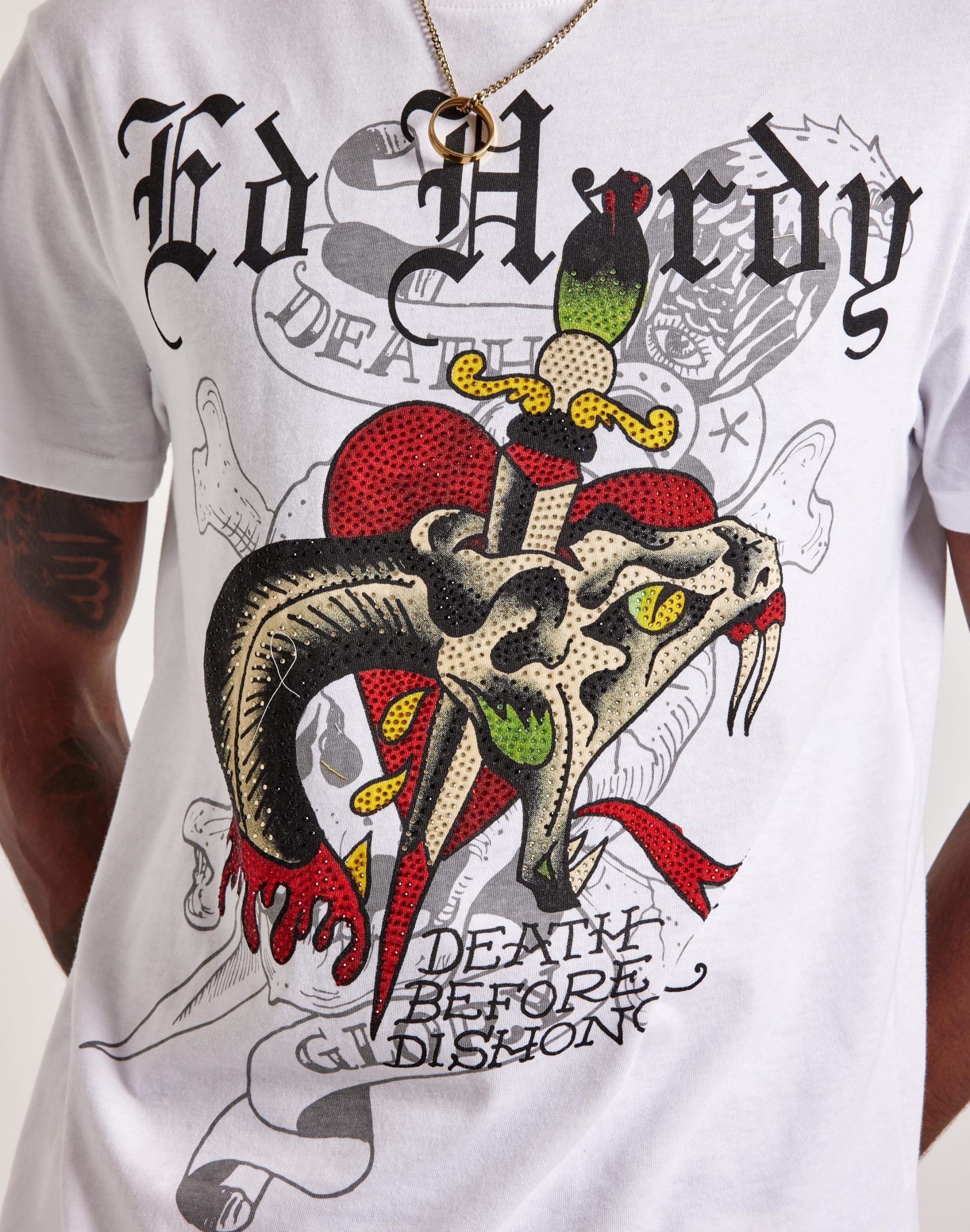 Ed Hardy Dagger Snake Rhinestone Tee - Image 2