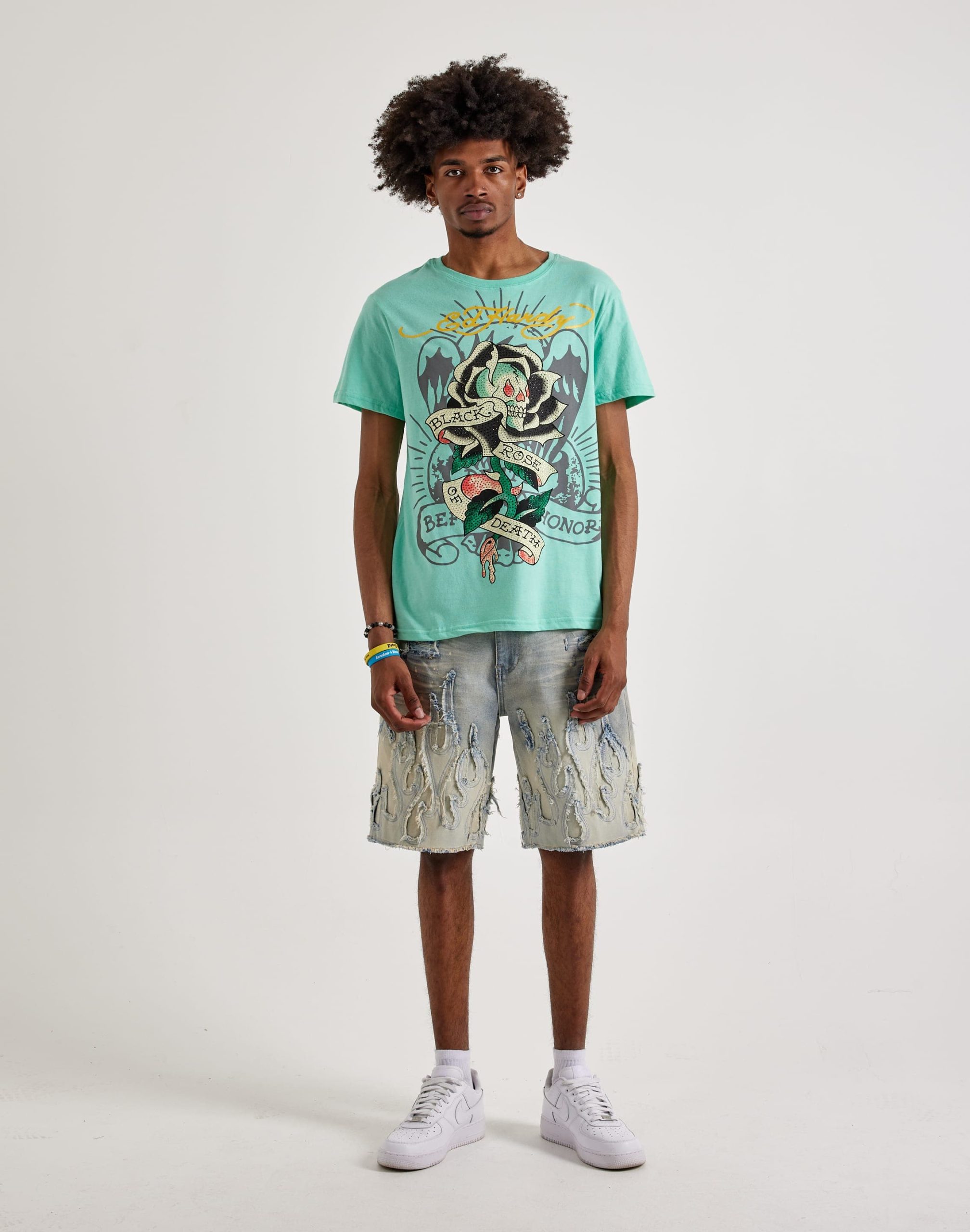 Ed Hardy Black Rose Rhinestone Short Sleeve Tee - Image 4