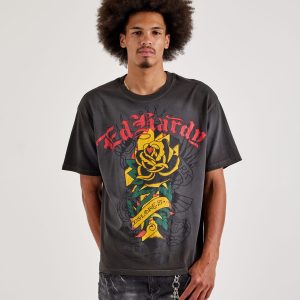 Ed Hardy Rose Rhinestone Tee