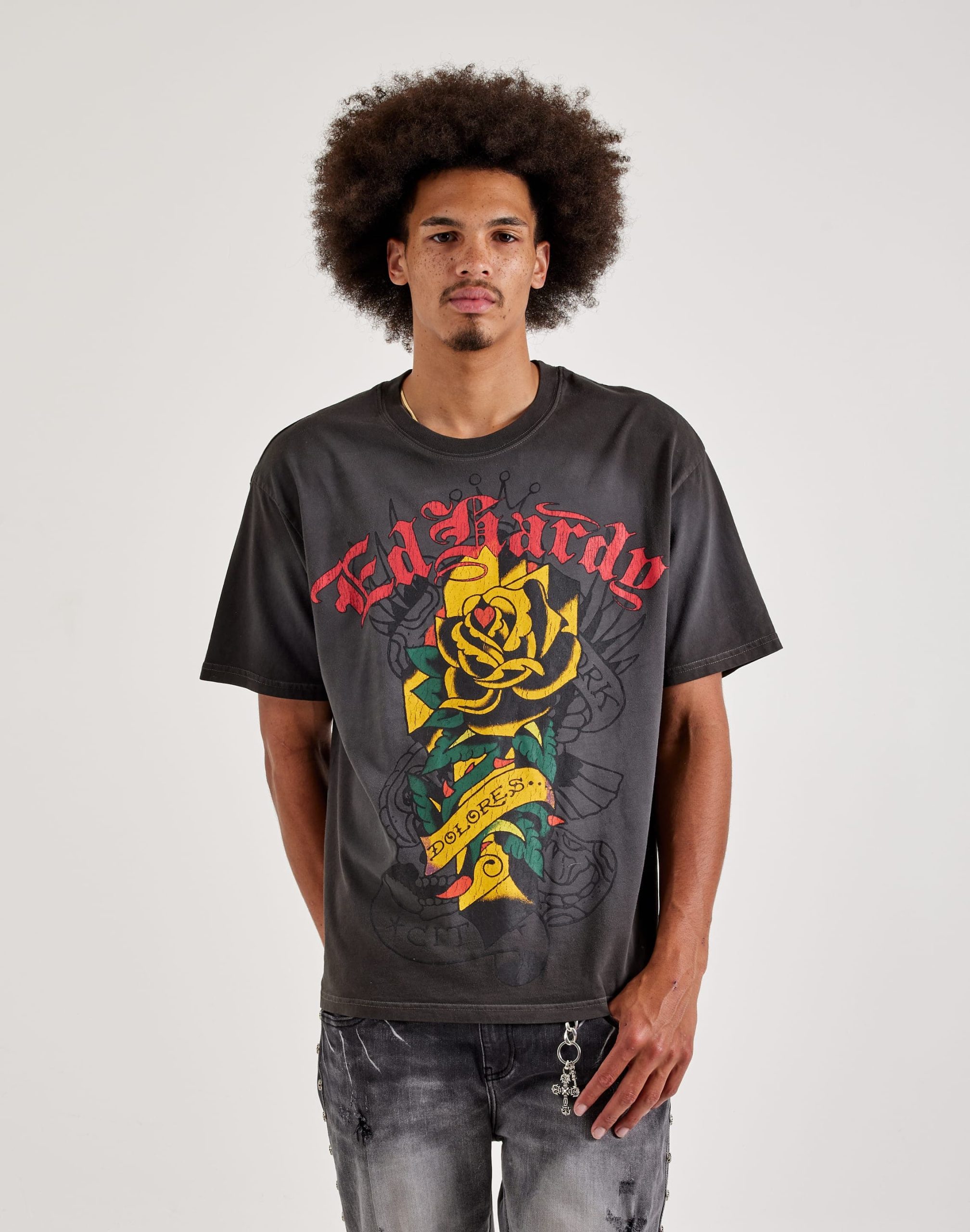 Ed Hardy Rose Rhinestone Tee