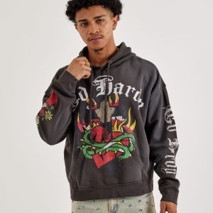 Ed Hardy Heart Cross Pullover Fleece Hoodie