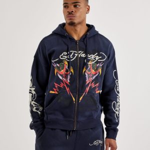 Ed Hardy Tiger Full-Zip Fleece Hoodie