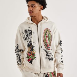 Ed Hardy Mary Full-Zip Fleece Hoodie