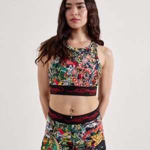 Ed Hardy Tattoo Collage Fitted Tank Top