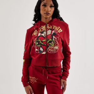 Ed Hardy Sacred Heart Full-Zip Fleece Hoodie