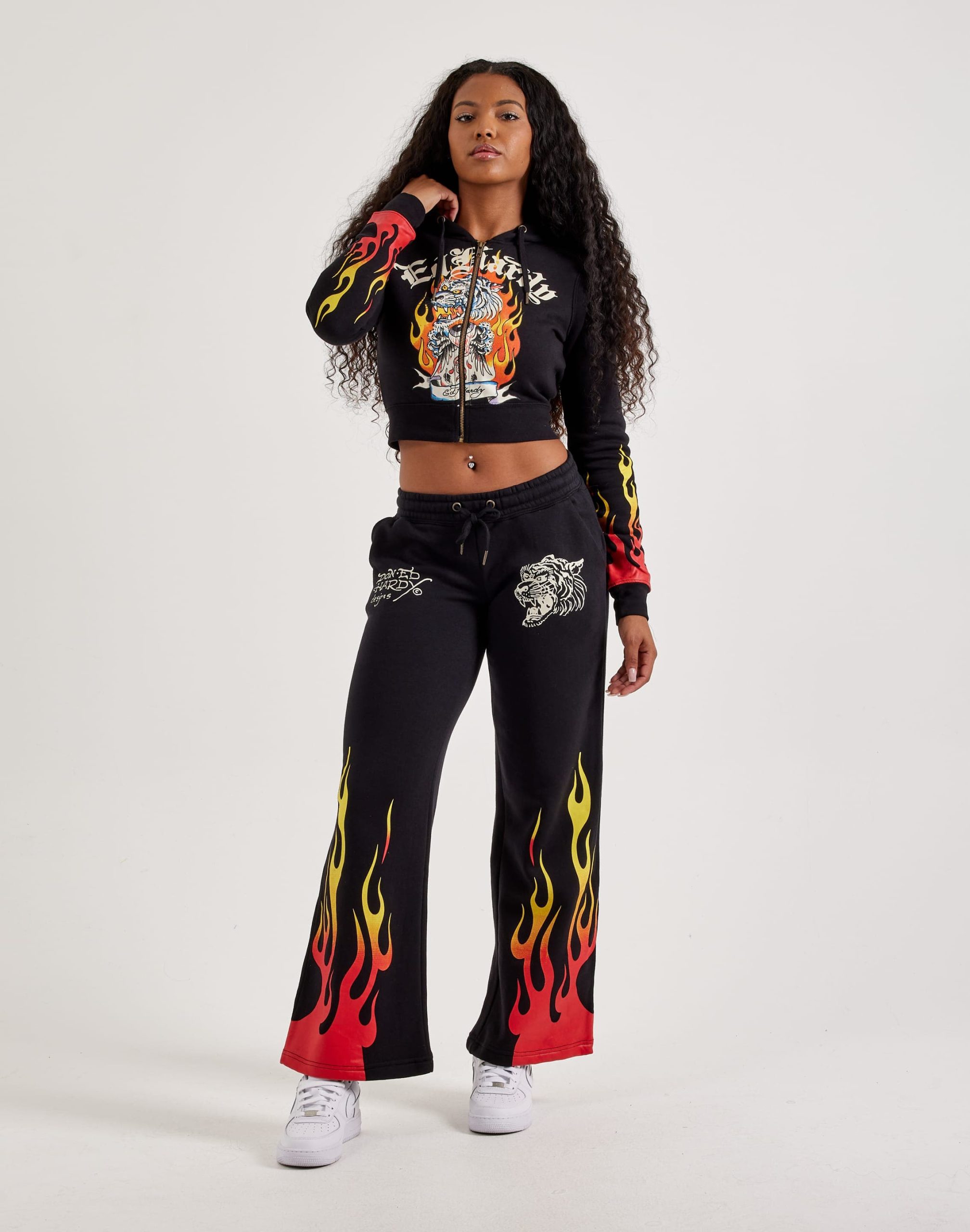 Ed Hardy Tiger Flame Y2K Full-Zip Fleece Hoodie - Image 5