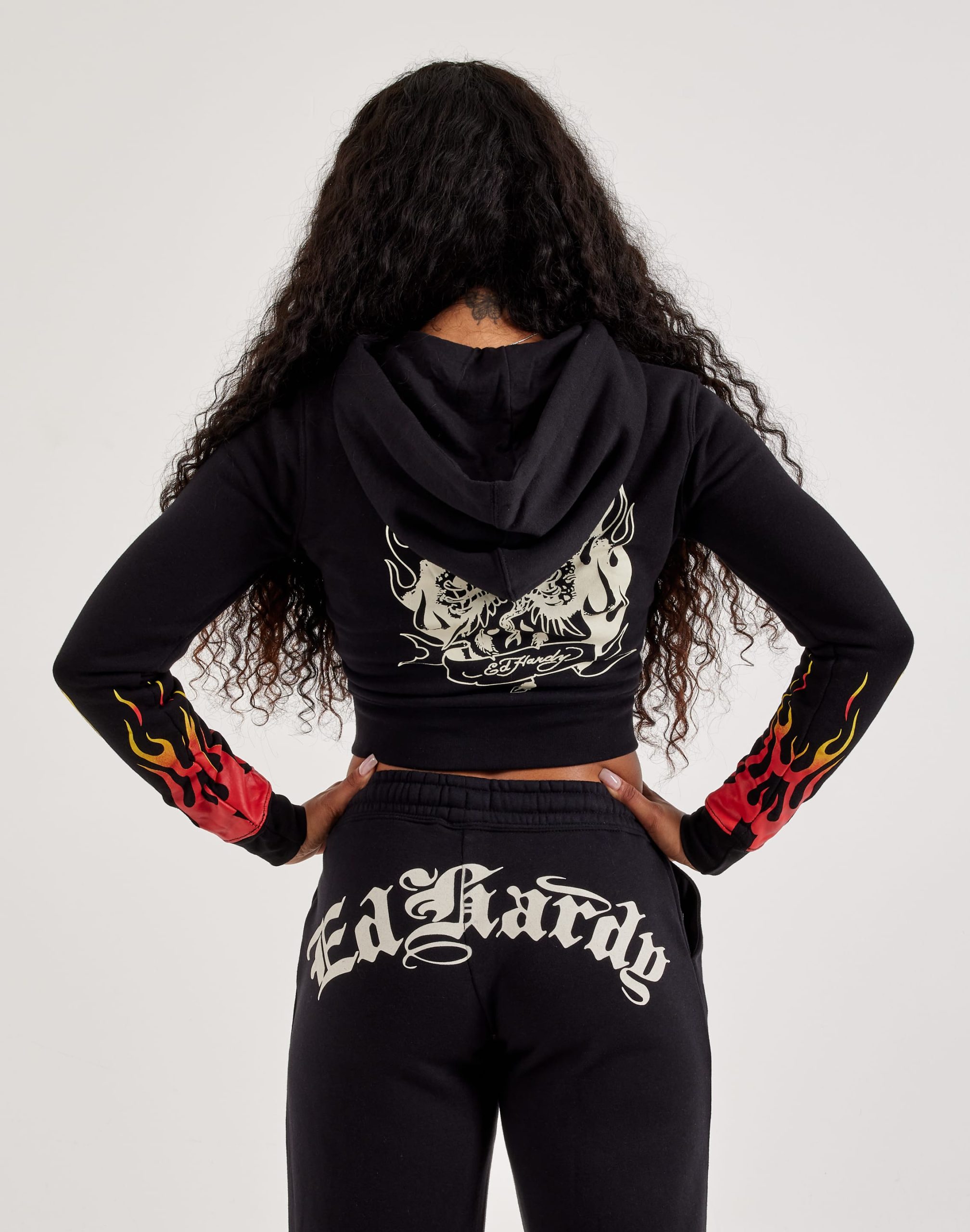Ed Hardy Tiger Flame Y2K Full-Zip Fleece Hoodie - Image 2