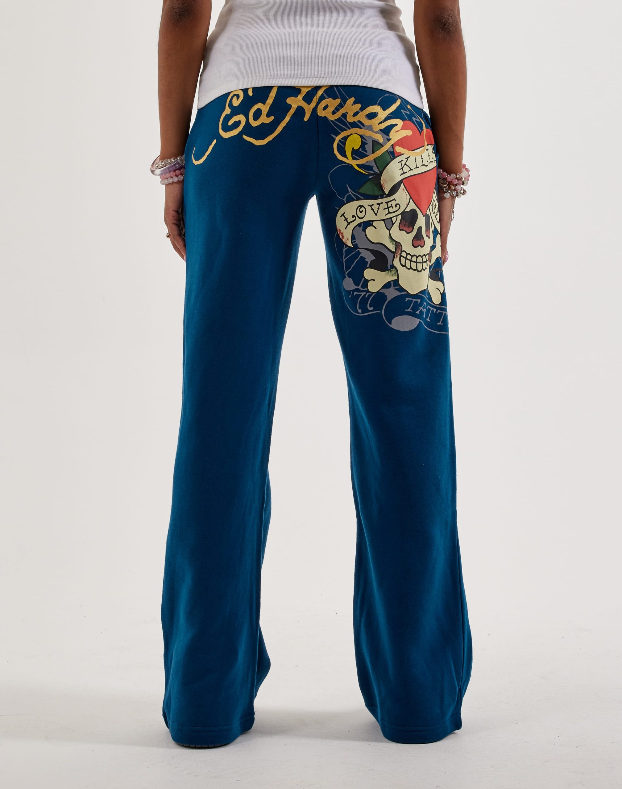 Ed Hardy Heart Skull Y2K Fleece Sweatpants - Image 2