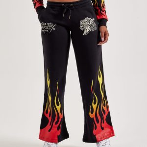Ed Hardy Tiger Flame Y2K Fleece Sweatpants