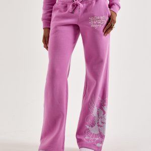 Ed Hardy Flower Skull Y2K Fleece Sweatpants